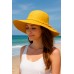 Wide Brim Hat - Straw Hat- Paper Straw Hat w/ Lace Band - Yellow - HT-ST1160YE